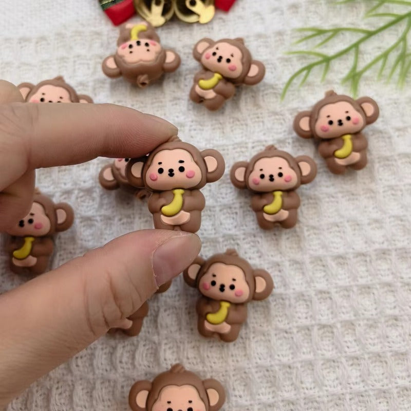 Wholesale 10pcs 3D New Cute Cartoon Monkey Silicone Beads